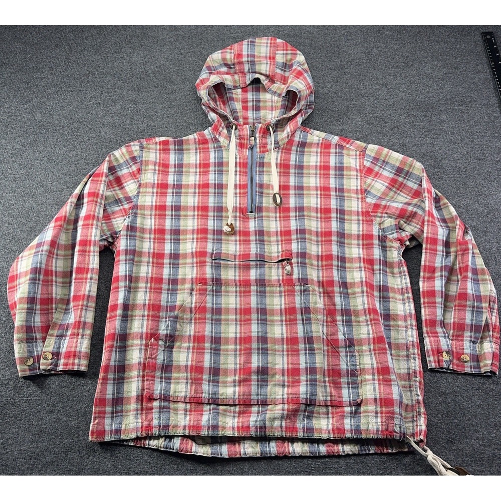 County Seat Rugged Wear Mens 1/4 Zip Red Plaid Sz S/M Pullover EUC VTG